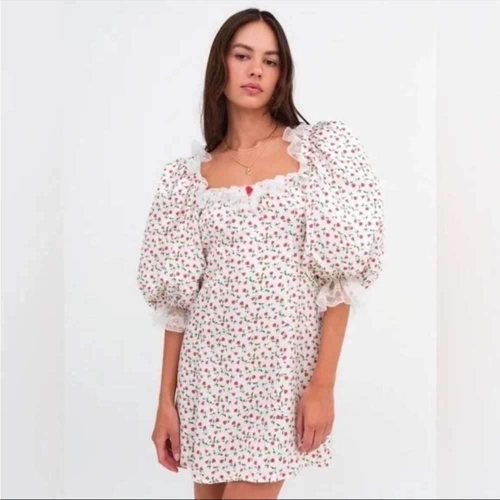 For Love And Lemons Nora White Floral Lace Mini Dress